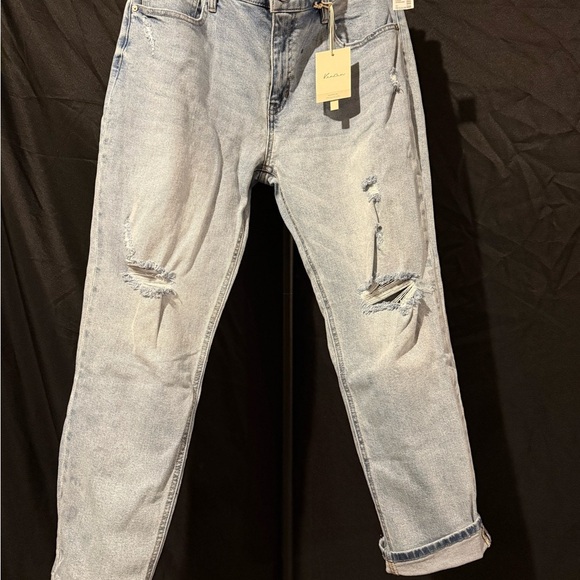 Kancan Womens 31 x 27 high Rise Light Blue Distressed Boyfriend Jeans - Picture 1 of 8